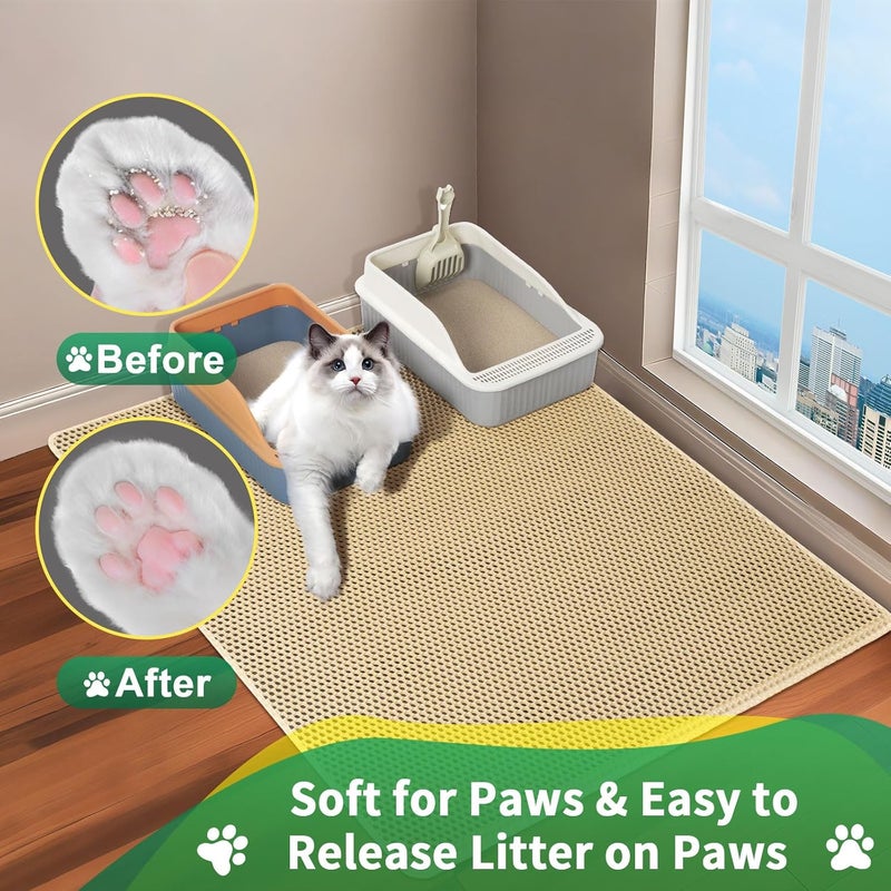 GRELY XL 47 x 28 Extra Large Double Layer Cat Litter Mat, Kitty Box Mat, Waterproof Urine Proof Non-Slip Cats Rug for Pet,Litter Trapping Mat - Image 4